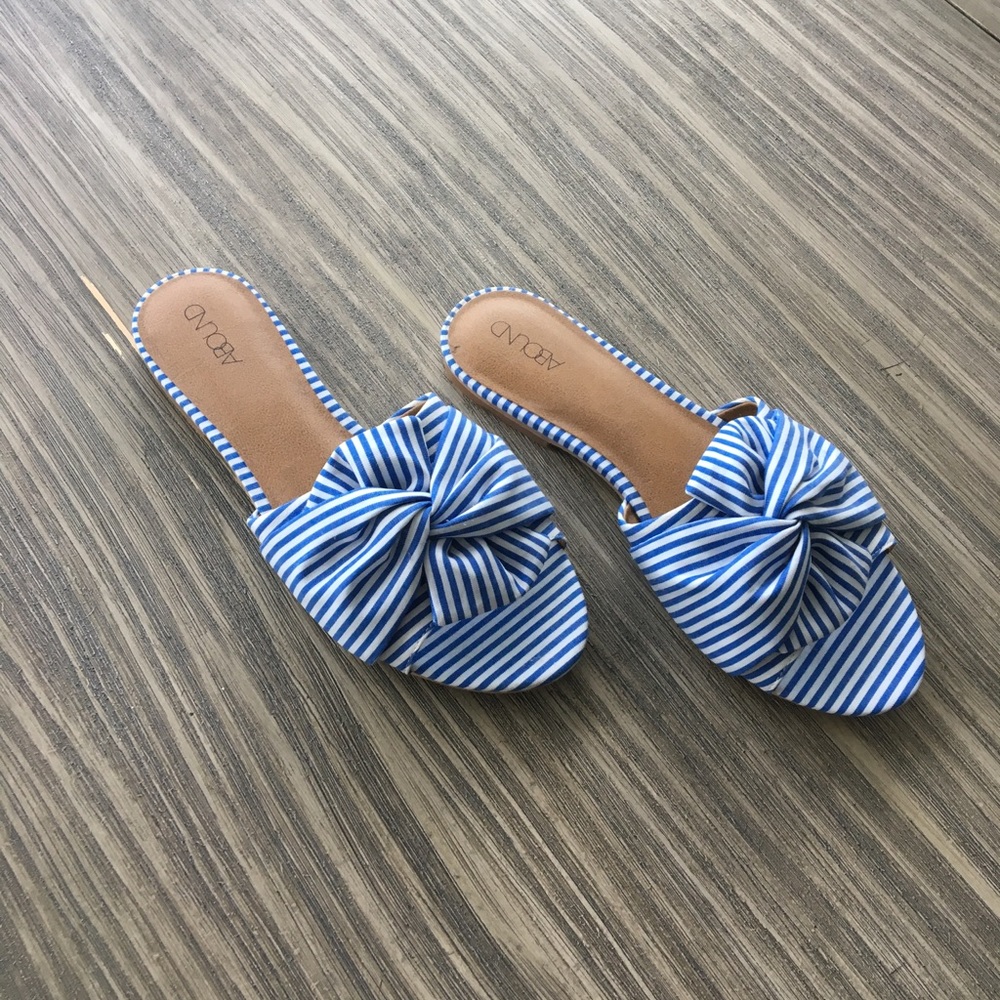 Blue and White Striped Sandals